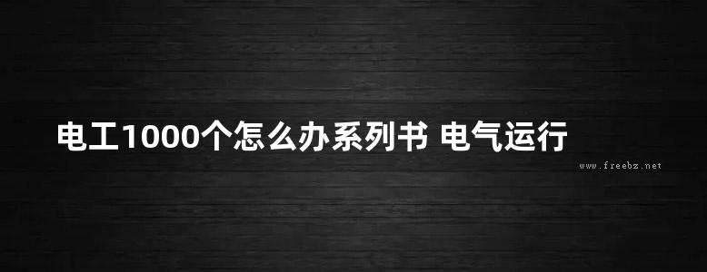 电工1000个怎么办系列书 电气运行维修1000个怎么办